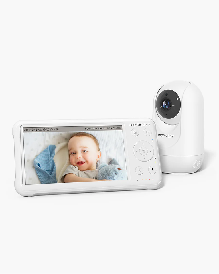 Translation missing: fr.Momcozy 1080P High-Performance Video Baby Monitor BM01, white baby monitor showing a baby on screen