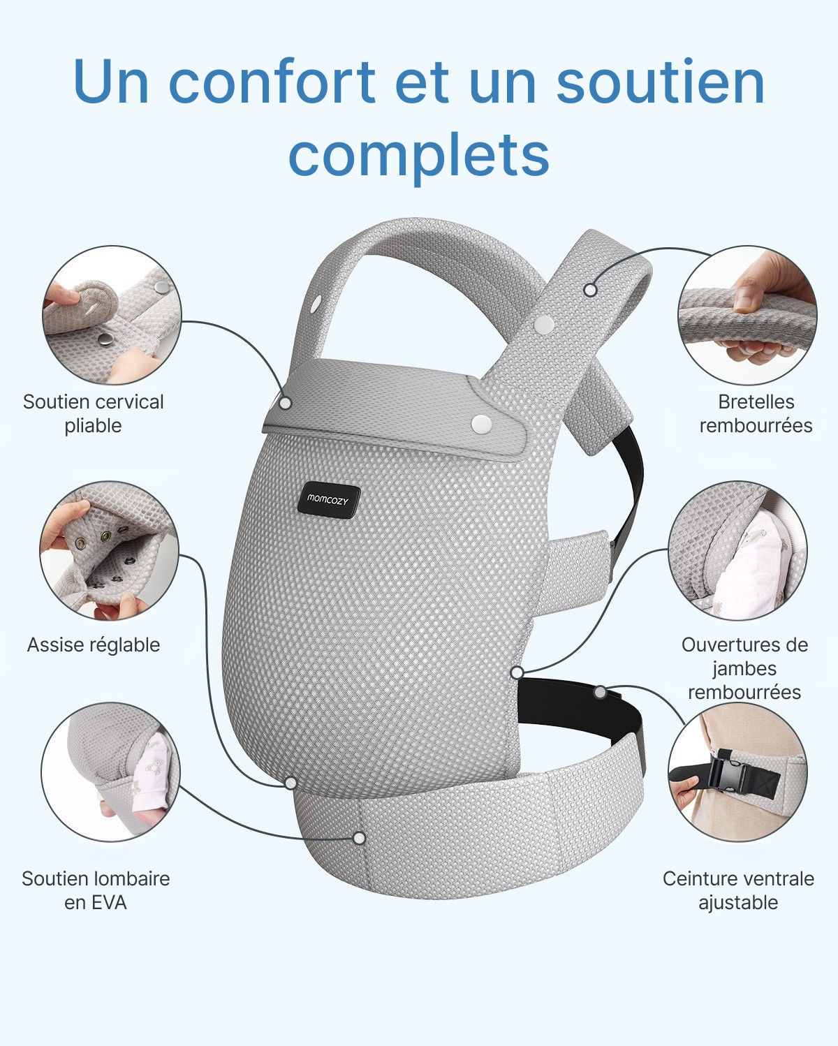 Porte-bébé Momcozy PureHug - Ergonomique, confortable & léger