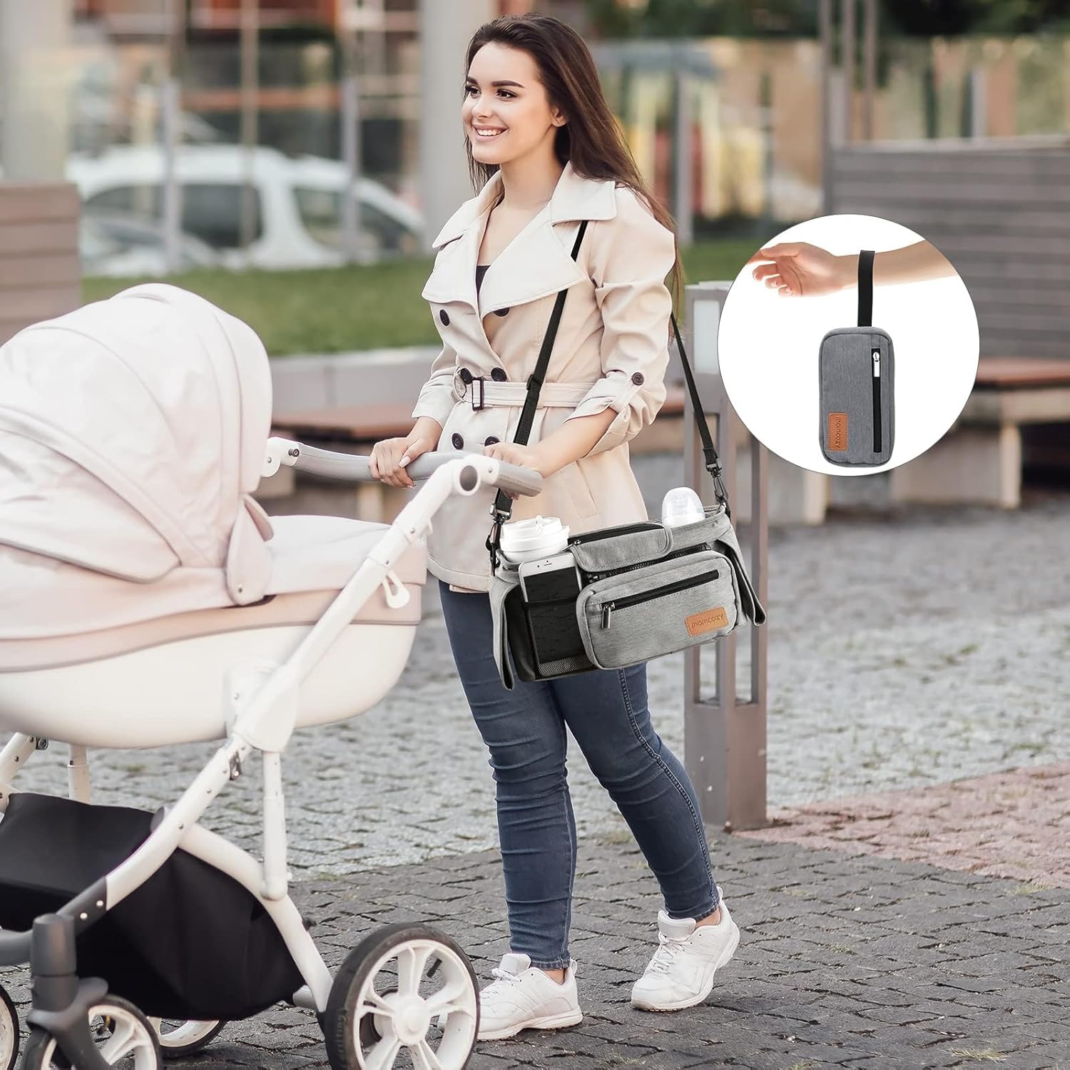 Momcozy Stroller Organizer - All-in-One Cup Holder & Pet Strollers